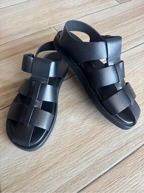 Black Leather Fisherman Sandals Liviana Conti Made in Italy Size 37